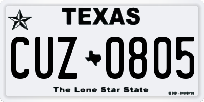 TX license plate CUZ0805