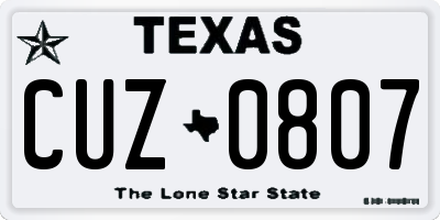 TX license plate CUZ0807