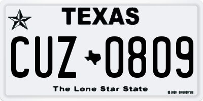 TX license plate CUZ0809
