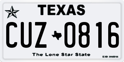TX license plate CUZ0816