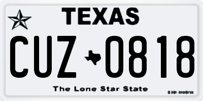 TX license plate CUZ0818