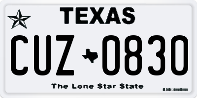 TX license plate CUZ0830