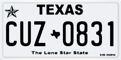 TX license plate CUZ0831