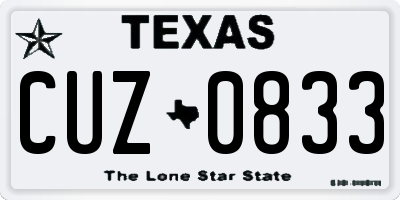 TX license plate CUZ0833