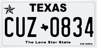 TX license plate CUZ0834