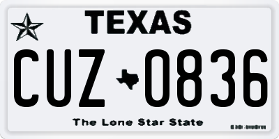 TX license plate CUZ0836