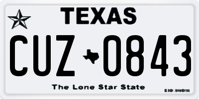 TX license plate CUZ0843