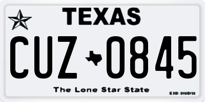 TX license plate CUZ0845