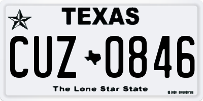 TX license plate CUZ0846