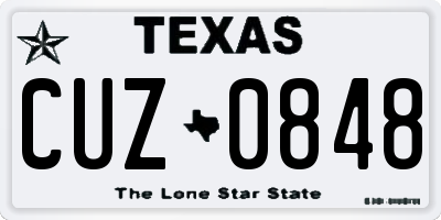 TX license plate CUZ0848
