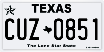 TX license plate CUZ0851