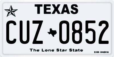TX license plate CUZ0852