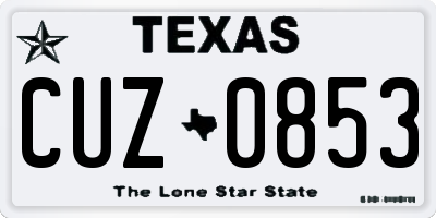 TX license plate CUZ0853