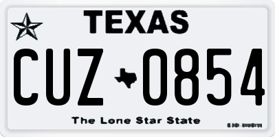TX license plate CUZ0854