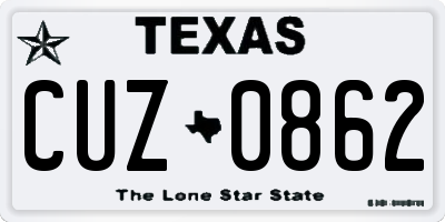 TX license plate CUZ0862