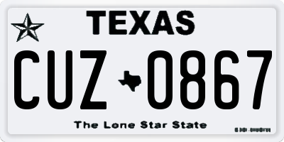 TX license plate CUZ0867