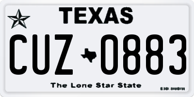 TX license plate CUZ0883