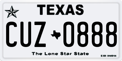 TX license plate CUZ0888