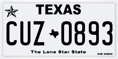 TX license plate CUZ0893
