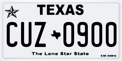 TX license plate CUZ0900