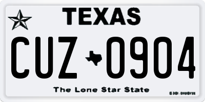 TX license plate CUZ0904