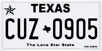 TX license plate CUZ0905