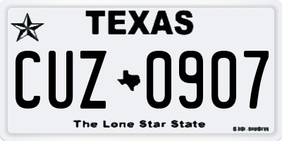 TX license plate CUZ0907