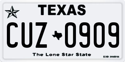 TX license plate CUZ0909