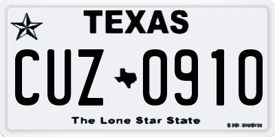 TX license plate CUZ0910