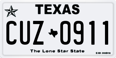 TX license plate CUZ0911