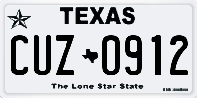 TX license plate CUZ0912