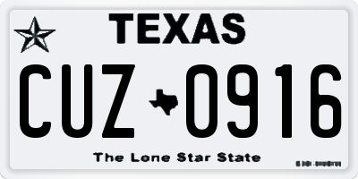 TX license plate CUZ0916