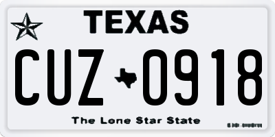 TX license plate CUZ0918