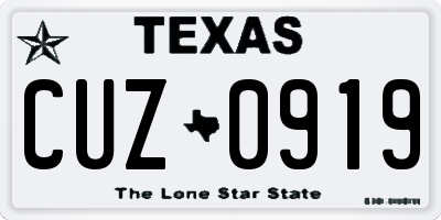 TX license plate CUZ0919