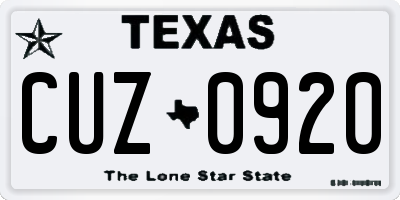TX license plate CUZ0920