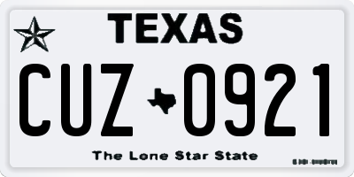 TX license plate CUZ0921