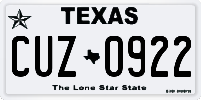 TX license plate CUZ0922