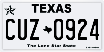 TX license plate CUZ0924