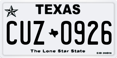TX license plate CUZ0926