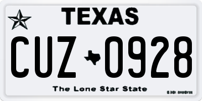 TX license plate CUZ0928