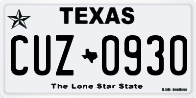 TX license plate CUZ0930