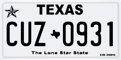 TX license plate CUZ0931