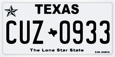 TX license plate CUZ0933