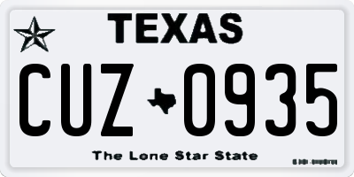 TX license plate CUZ0935