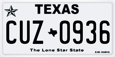 TX license plate CUZ0936