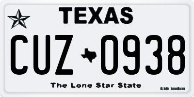 TX license plate CUZ0938