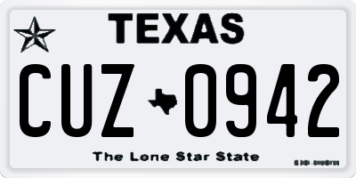 TX license plate CUZ0942