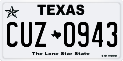 TX license plate CUZ0943