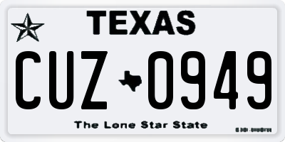 TX license plate CUZ0949