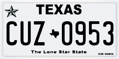 TX license plate CUZ0953